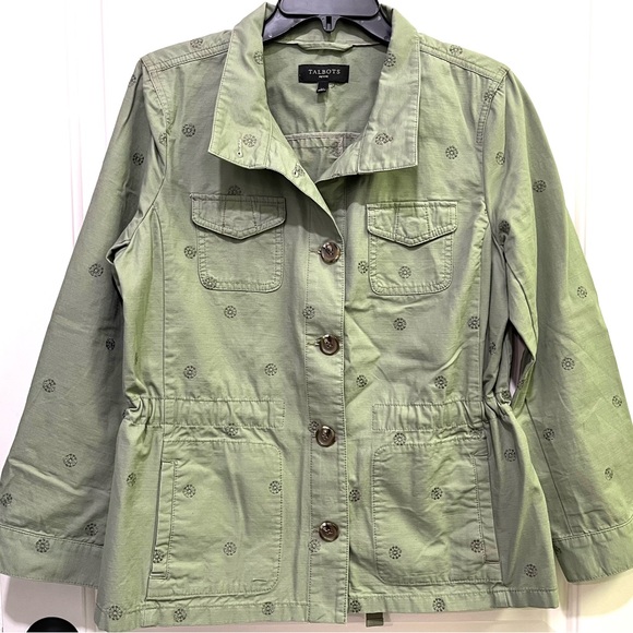 NWOT TALBOTS SAFARI JACKET - EMBROIDERED SAGE - Picture 4 of 8